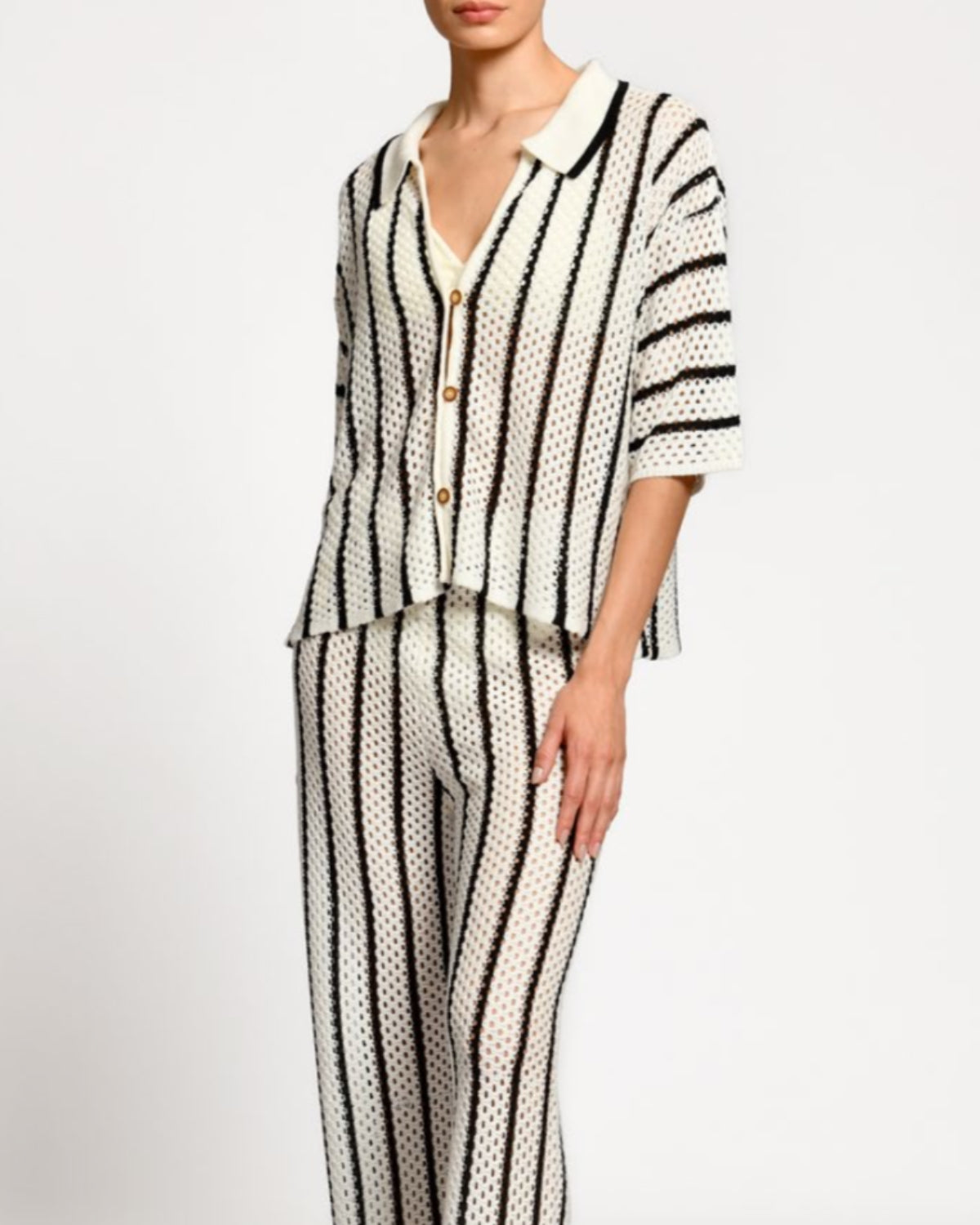 Siro Black Stripes Knitted Pants