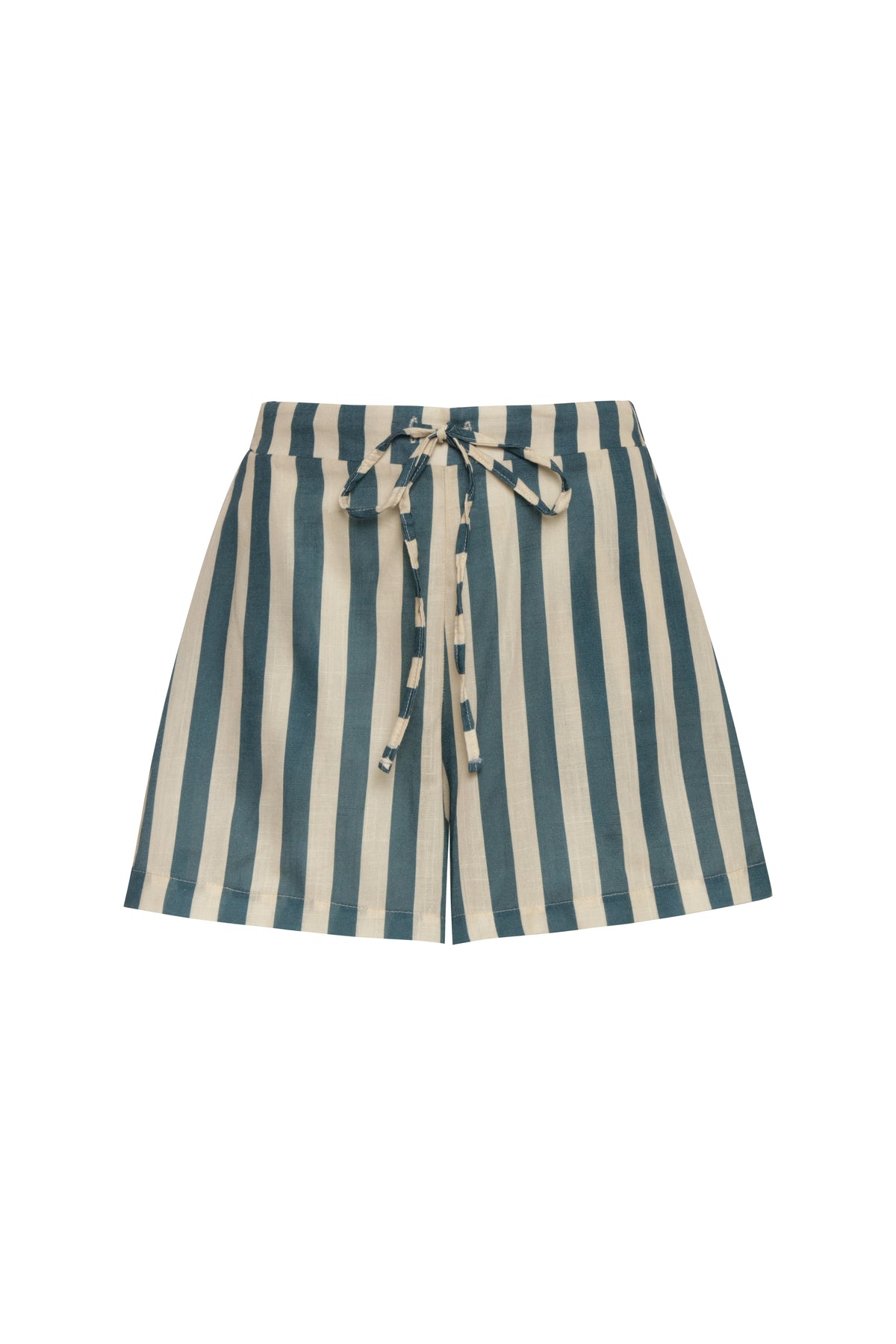 Liana Green Stripes Linen Shorts