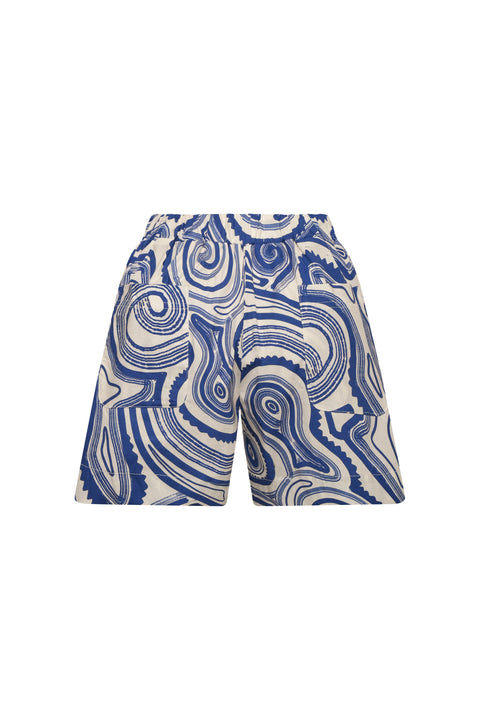 Liana Blue Pavoni Linen Shorts
