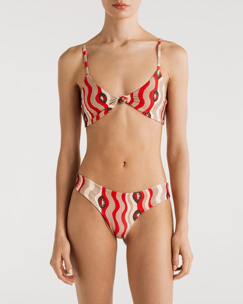 Mila Star Waves Red Bikini Top