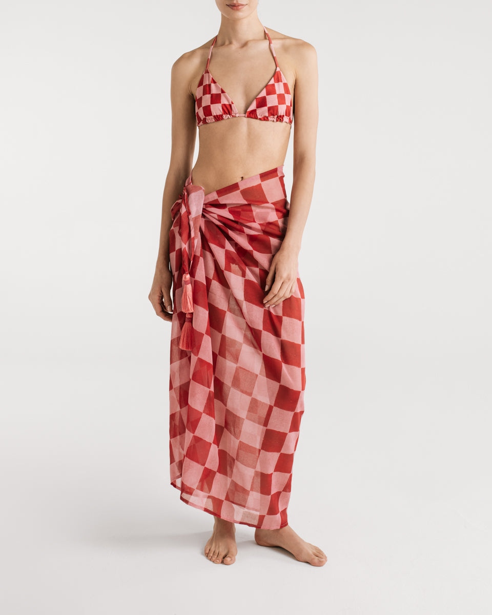 Tina Red Checkers Bikini Bottom
