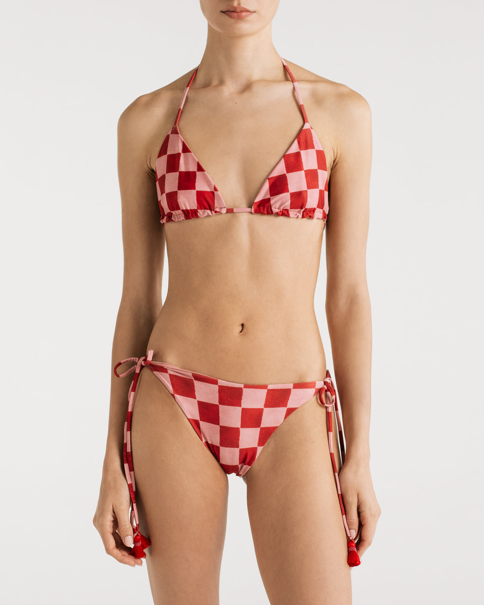 Tina Red Checkers Bikini Bottom
