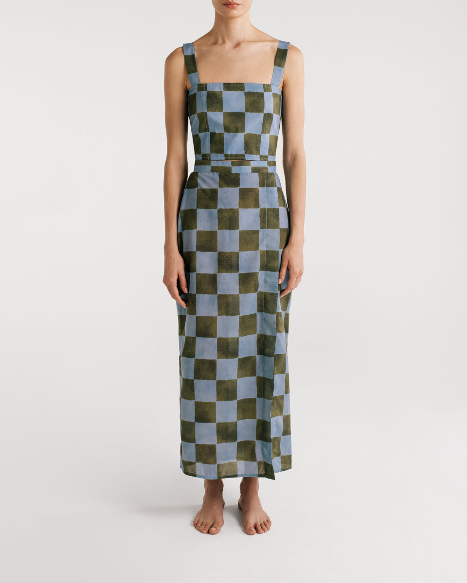 Ceci Blue Checkers Top