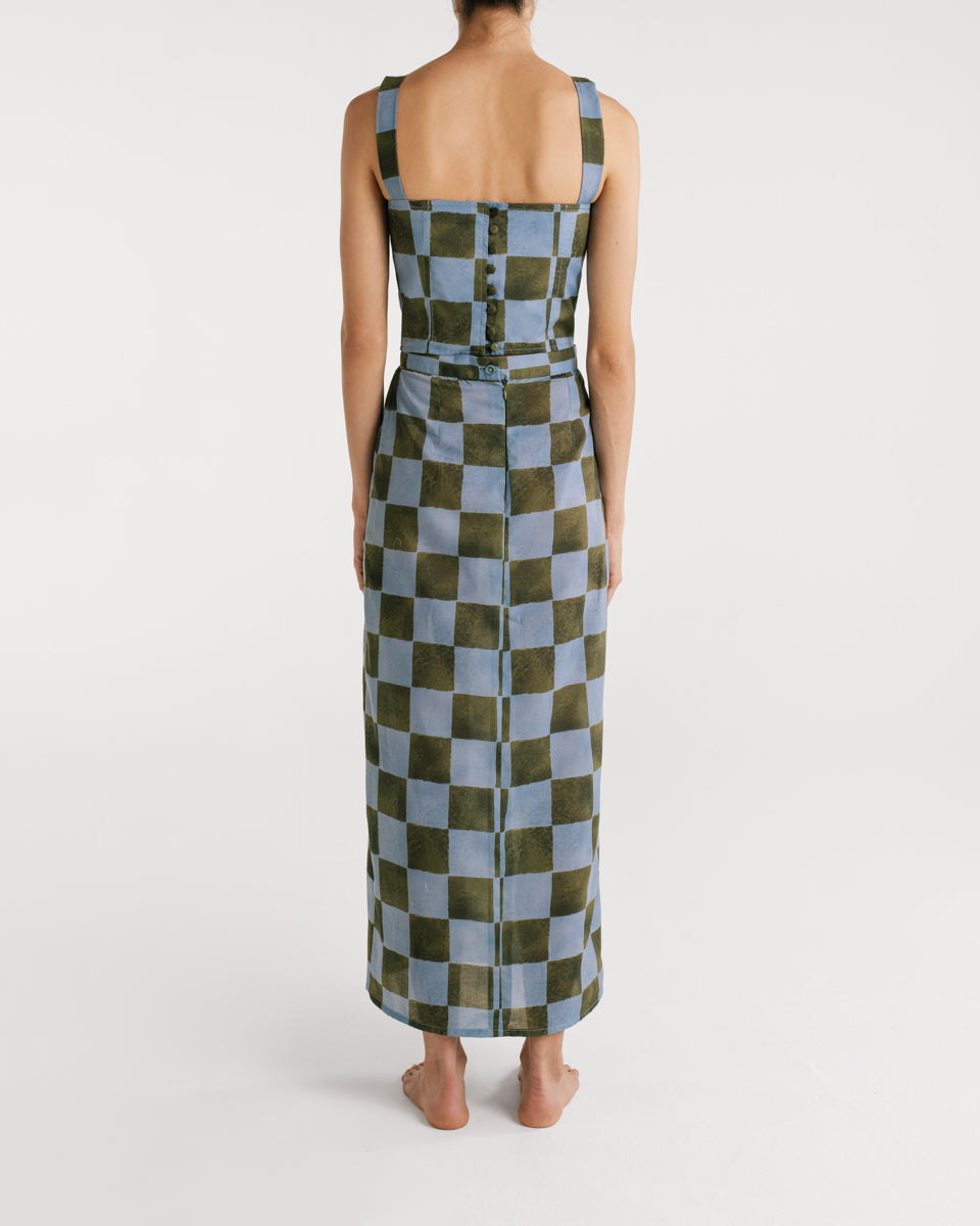 Ceci Blue Checkers Top
