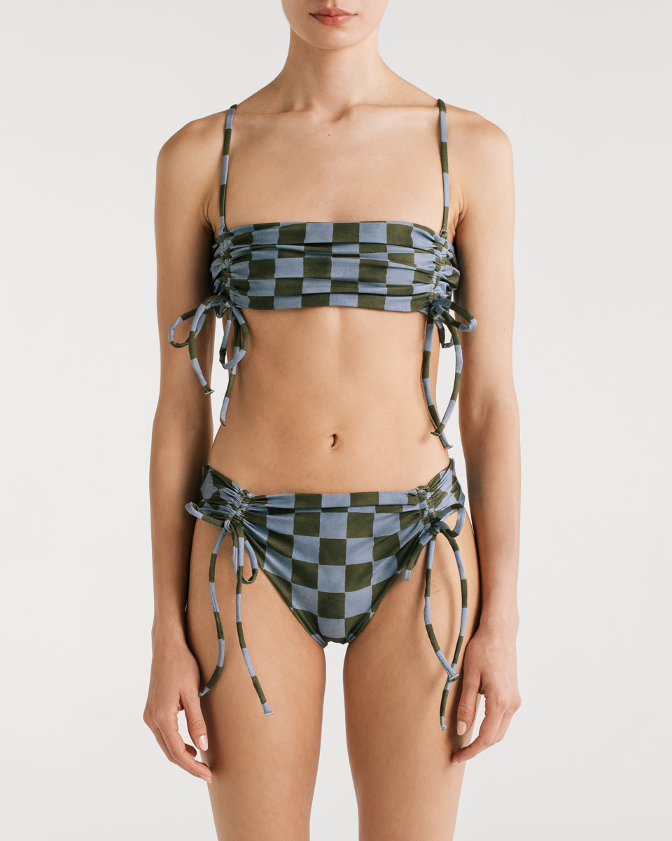 Isa Blue Checkers Bikini Bottom