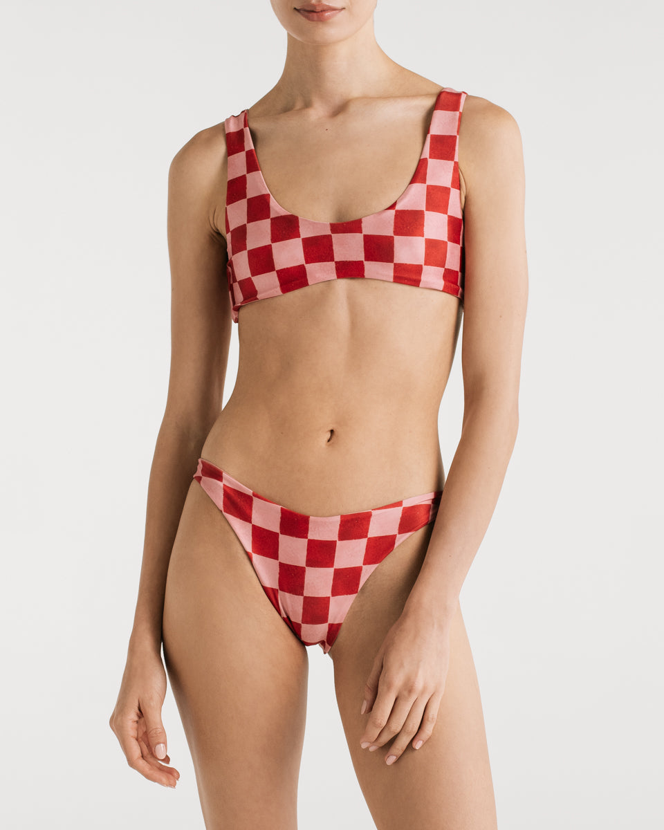 checkered swimsuit top