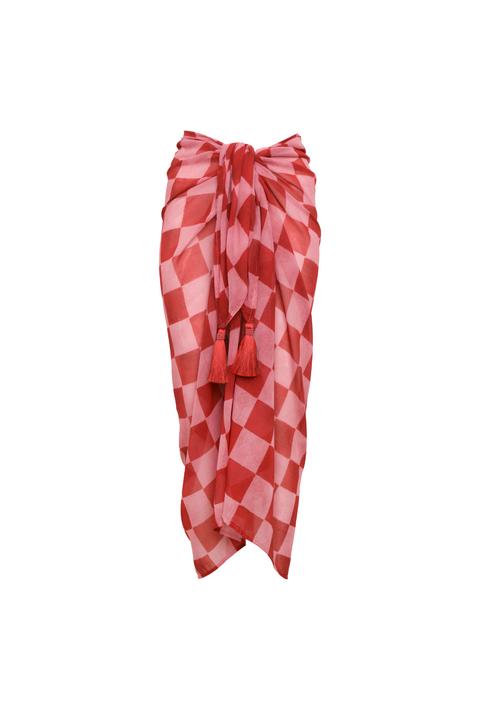 Taylor Red Checkers Sarong