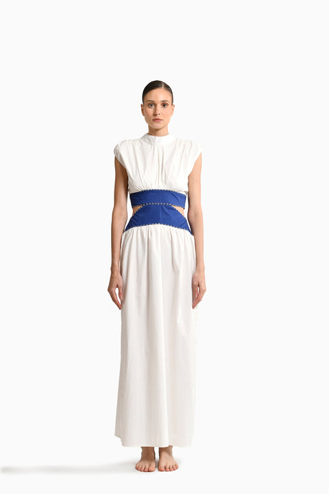 Toya White Blue Dress